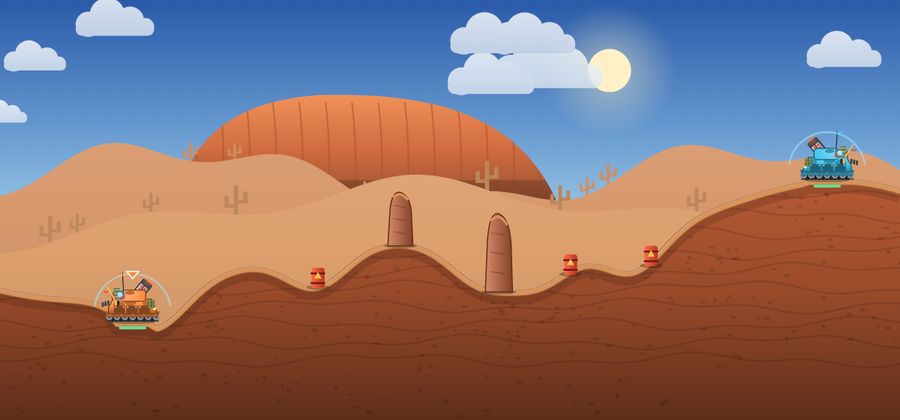 Red desert dunes in front of Uluru.